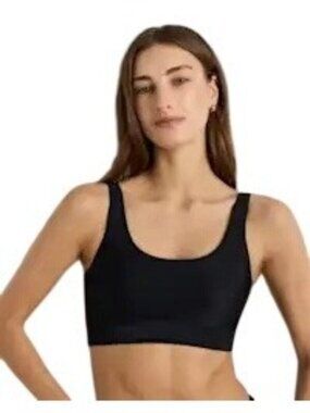 Quince Italian Tank Swimsuit Bikini Top Black Size M